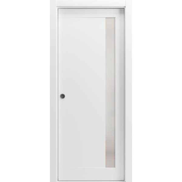 Sartodoors Sliding French Pocket Door 36 x 80in W/, Painted White W
